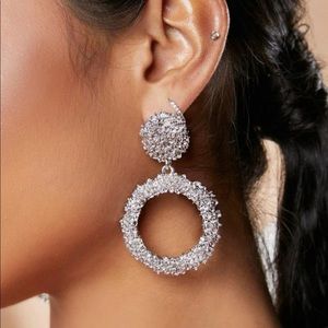 Silver colored circle earrings
